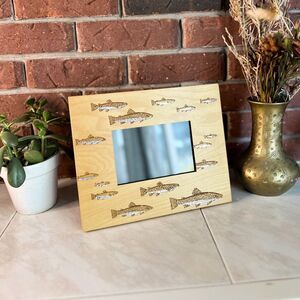 Wood Swimming Shiny Fish Picture Frame 4” x 6”